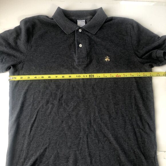 Brooks Brothers Mens Gray Golden Sheep Logo Polo Shirt Slim Fit Tag Size Large - Picture 5 of 15